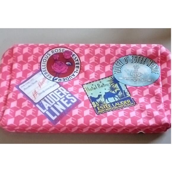 2 x Estee Lauder Pink Travel Cosmetic Makeup Bag + Tag ~ NEW - Picture 7 of 8